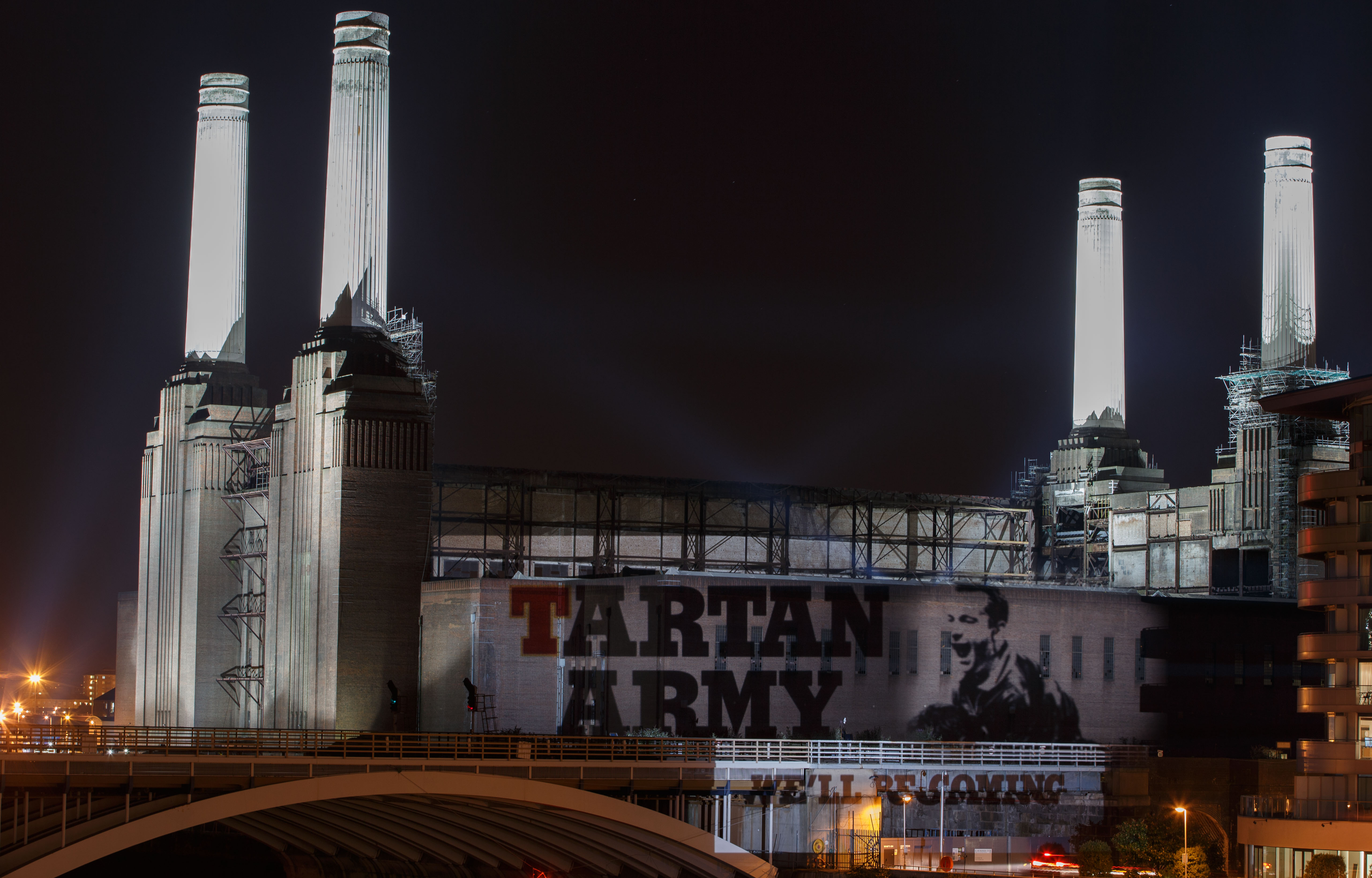Tennent's Building Projection Battersea Power Station