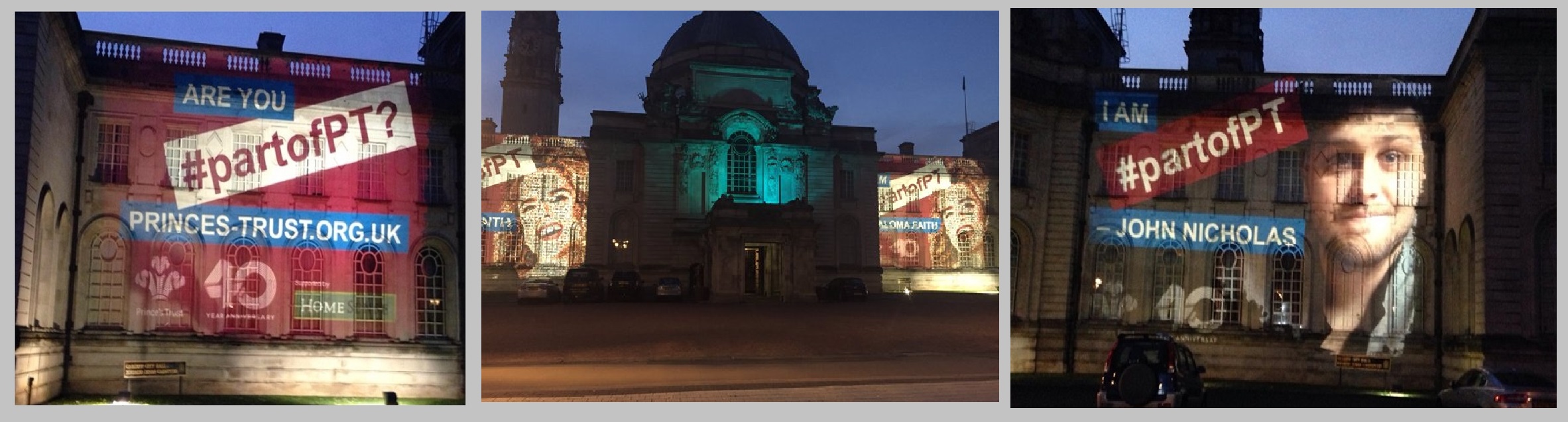 Prince's Trust projections Cardiff City Hall